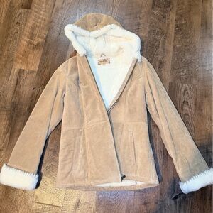 Wilsons Leather Cream Teddy Jacket with White Faux Fur